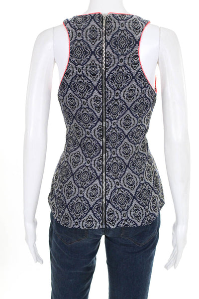 Tart Womens Printed Sleeveless Scoop Neck Blouse Blue Orange Size Large