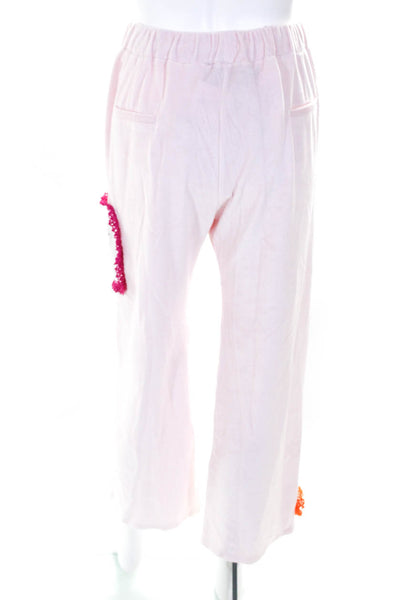 Michaela Buerger Womens Velour Crochet Patch Lounge Pants Pink Size Extra Small