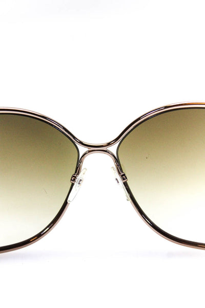 Tom Ford Womens Metal Gold Tone Brown Round Leila Sunglasses