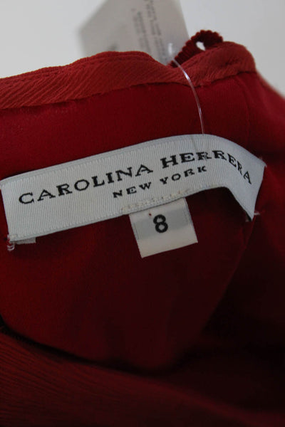 Carolina Herrera Womens Spaghetti Strap Knee Length Dress Red Silk Size 8