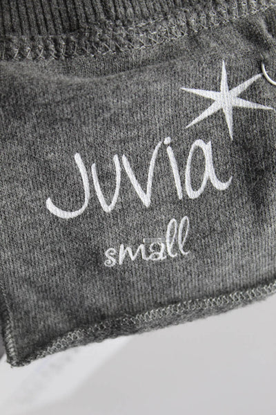 Juvia Womens Classic Rise Casual Drawstring Shorts Gray White Cotton Star Size S