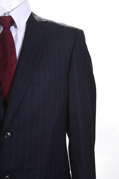 Pal Zileri Mens Two Piece Pinstripe Suit Navy Blue Size 50 Italian