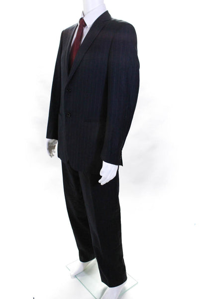 Pal Zileri Mens Two Piece Pinstripe Suit Navy Blue Size 50 Italian