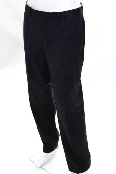 Pal Zileri Mens Two Piece Pinstripe Suit Navy Blue Size 50 Italian