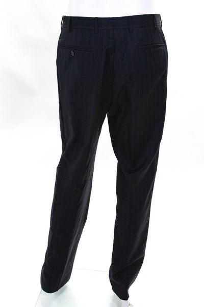 Pal Zileri Mens Two Piece Pinstripe Suit Navy Blue Size 50 Italian