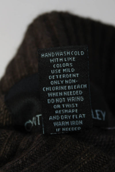 Cynthia Rowley Dark Brown V-Neck Wool Blend Long Sleeve Knit Cardigan Size XS