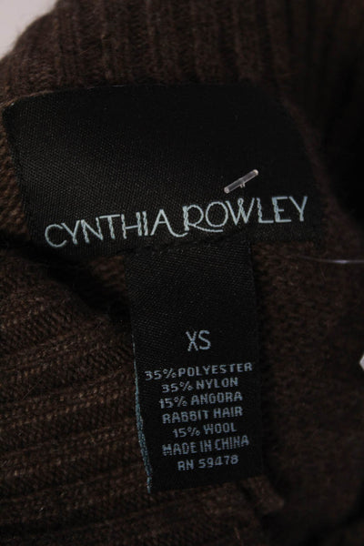 Cynthia Rowley Dark Brown V-Neck Wool Blend Long Sleeve Knit Cardigan Size XS