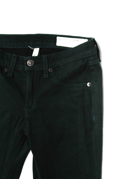 Rag & Bone Womens Cotton Skinny Ankle Leggings Green Size 24