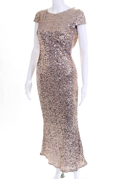 Badgley Mischka Womens Award Winner Sequin Sheath Gown Pink Size 0 10251693