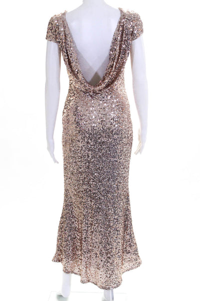 Badgley Mischka Womens Award Winner Sequin Sheath Gown Pink Size 0 10251693
