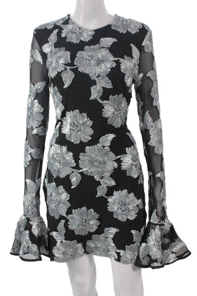 ROTATE Women Bodycon Floral Black Long Sleeve Dress Size 8