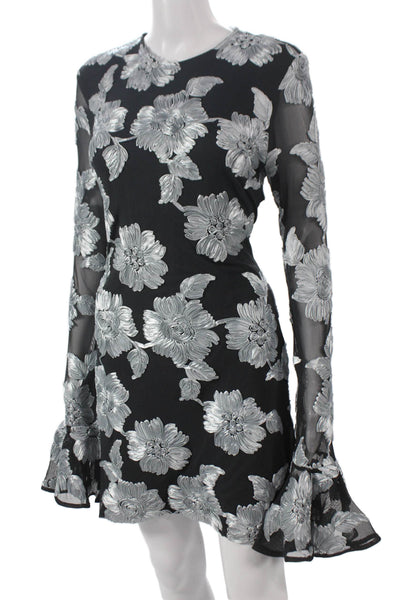 ROTATE Women Bodycon Floral Black Long Sleeve Dress Size 8