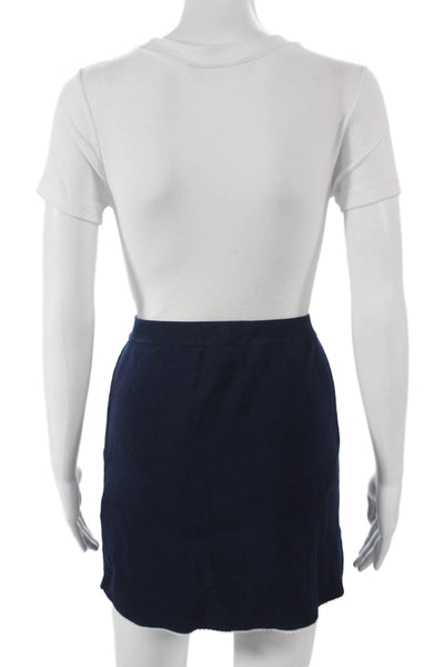Zara Womens Straight Pencil Mini Skirt Blue Cotton Size S