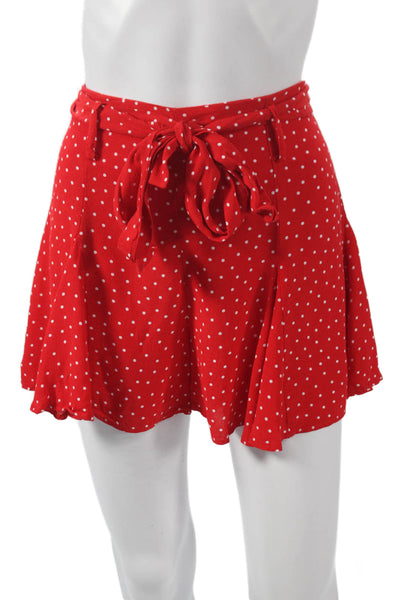 Zara Womens Red Polka Dot Viscose Tie Skort Size M