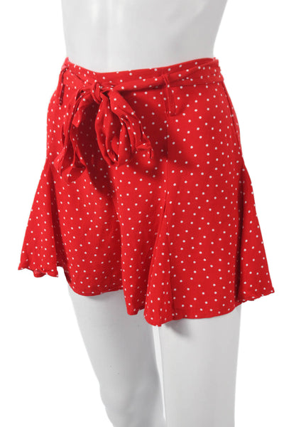Zara Womens Red Polka Dot Viscose Tie Skort Size M