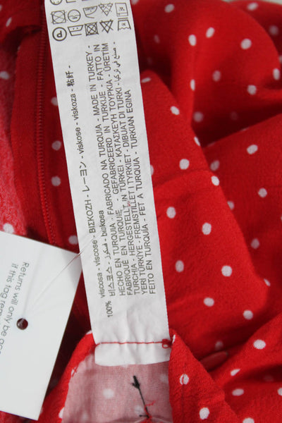 Zara Womens Red Polka Dot Viscose Tie Skort Size M
