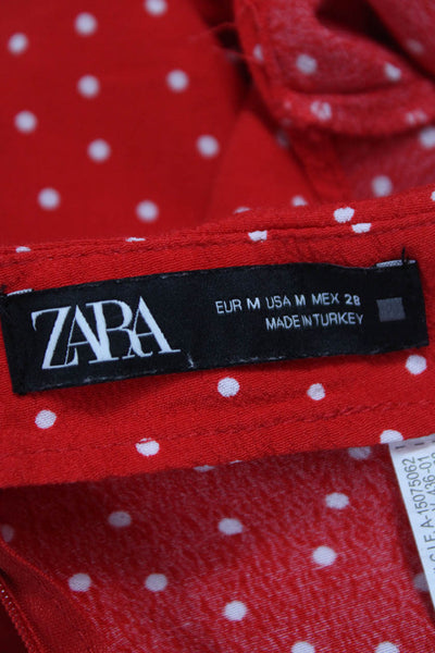 Zara Womens Red Polka Dot Viscose Tie Skort Size M