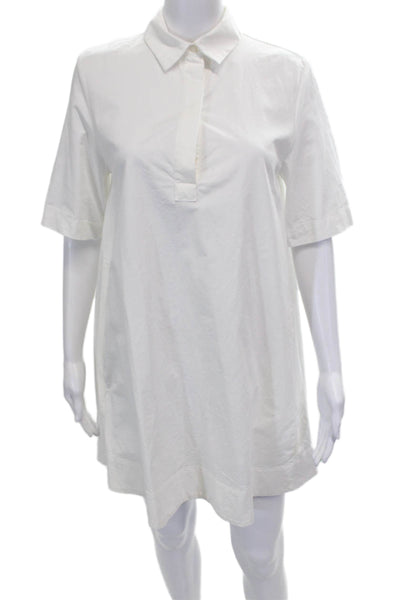 Zara Womens Shirt Dress White Cotton Collared Short Sleeve Button Size S