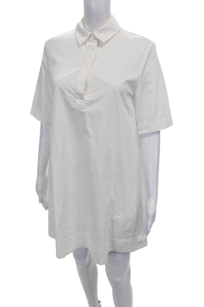 Zara Womens Shirt Dress White Cotton Collared Short Sleeve Button Size S