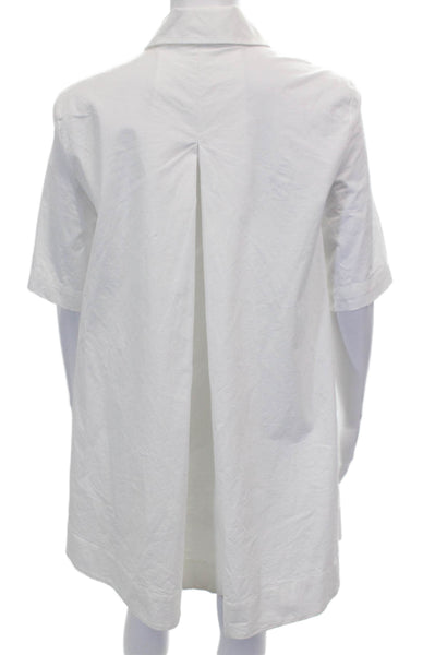 Zara Womens Shirt Dress White Cotton Collared Short Sleeve Button Size S