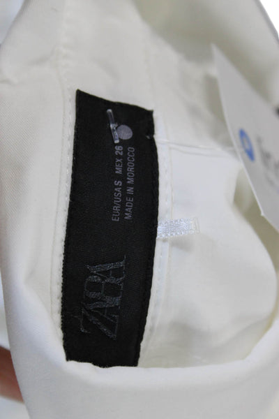 Zara Womens Shirt Dress White Cotton Collared Short Sleeve Button Size S