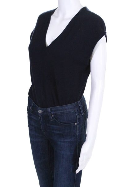 J Crew Collection Womens Cashmere Sleeveless Bodysuit Navy Blue Size Large