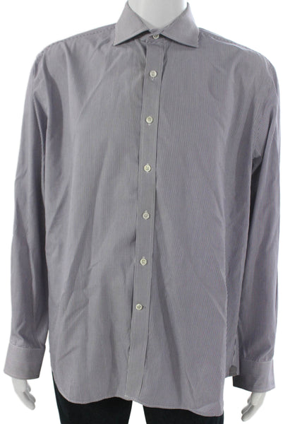 Todd Snyder Mens Cotton Striped Collar Button Down Shirt Blue Size 17