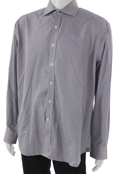 Todd Snyder Mens Cotton Striped Collar Button Down Shirt Blue Size 17