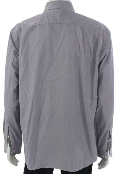 Todd Snyder Mens Cotton Striped Collar Button Down Shirt Blue Size 17
