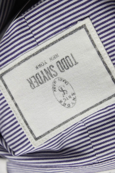 Todd Snyder Mens Cotton Striped Collar Button Down Shirt Blue Size 17