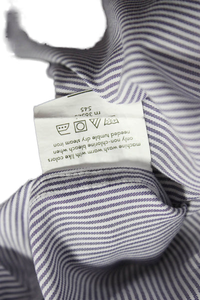 Todd Snyder Mens Cotton Striped Collar Button Down Shirt Blue Size 17