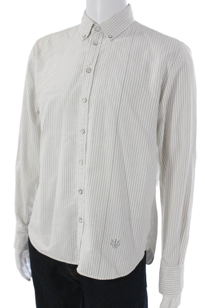 Rag & Bone Mens Cotton Striped Collar Button Down Shirt White Size Large