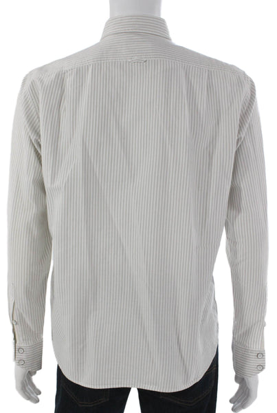 Rag & Bone Mens Cotton Striped Collar Button Down Shirt White Size Large
