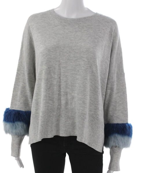 Maude Vivante Womens Pullover Sweater Gray Crew Neck Long Sleeve Size M