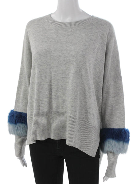 Maude Vivante Womens Pullover Sweater Gray Crew Neck Long Sleeve Size M
