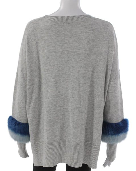 Maude Vivante Womens Pullover Sweater Gray Crew Neck Long Sleeve Size M