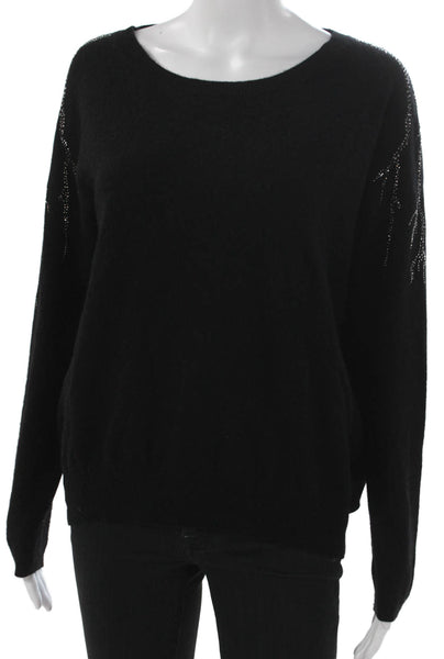 Allude Women Cashmere Pullover Black Round Neck Long Sleeve Size S