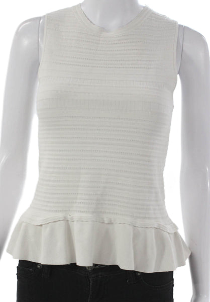 Rebecca Taylor Women White Viscose Basic Sleeveless Tank Round Neck Size M