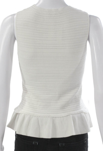 Rebecca Taylor Women White Viscose Basic Sleeveless Tank Round Neck Size M