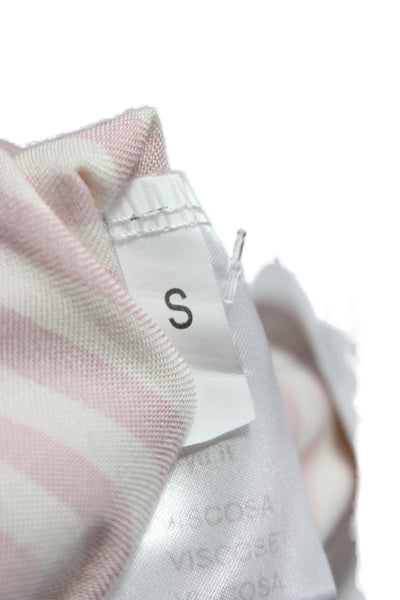 B.yu Women Basic Blouse Pink Striped Collared Viscose Long Sleeve Size S