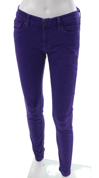 7 For All Mankind Womens Skinny Purple Mid Rise Cotton Jeans Size 28