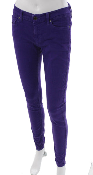 7 For All Mankind Womens Skinny Purple Mid Rise Cotton Jeans Size 28