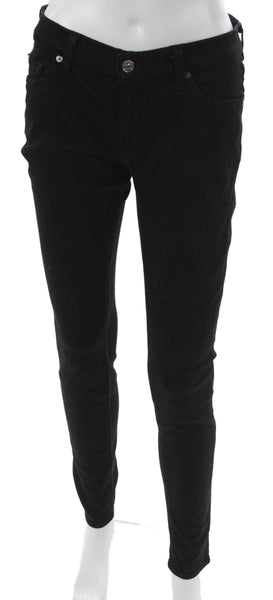7 For All Mankind Womens Skinny Black Mid Rise Cotton Jeans Size 28
