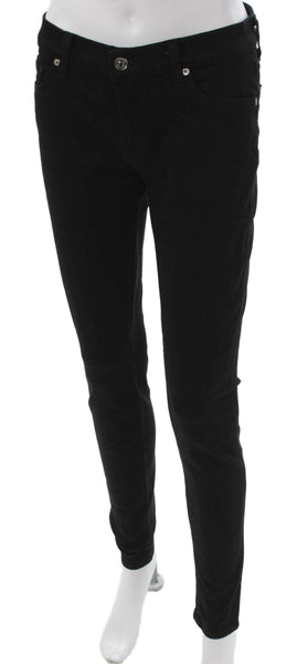 7 For All Mankind Womens Skinny Black Mid Rise Cotton Jeans Size 28
