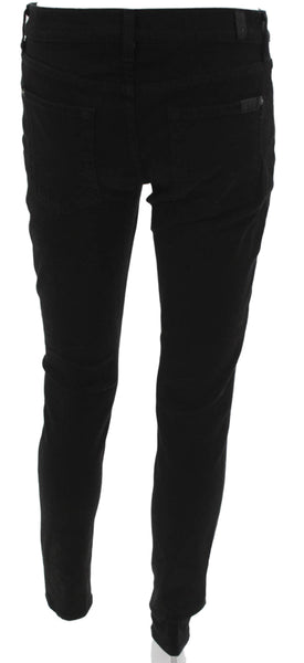 7 For All Mankind Womens Skinny Black Mid Rise Cotton Jeans Size 28