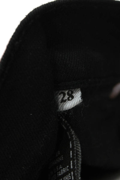 7 For All Mankind Womens Skinny Black Mid Rise Cotton Jeans Size 28