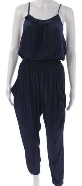 Ramy Brook Womens Blue Scoop Neck Sleeveless Jumpsuit Polyester Petite Size S