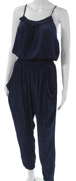 Ramy Brook Womens Blue Scoop Neck Sleeveless Jumpsuit Polyester Petite Size S
