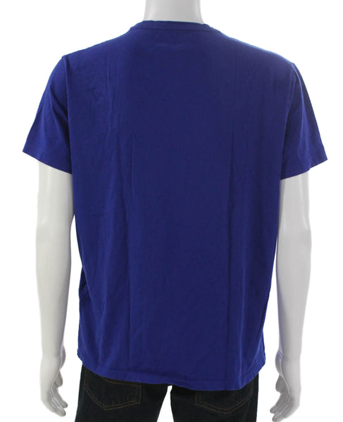 Polo Ralph Lauren Mens T-Shirt Blue V-Neck Cotton Short Sleeve Solid Size L