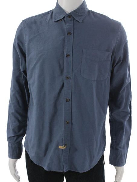 J Crew Mens Slim Untucked Button Down Shirt Blue Cotton Size Medium